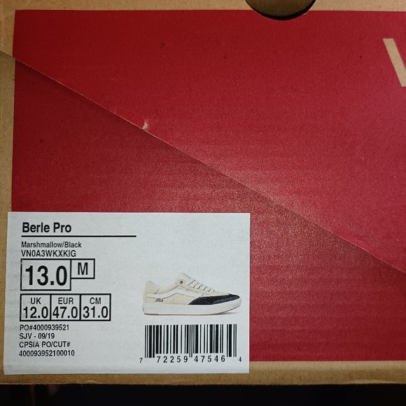 Vans Berle Pro Marshmallow Black Suede Canvas Men's 13 Rare VN0A3WKXKIG - Picture 2 of 11